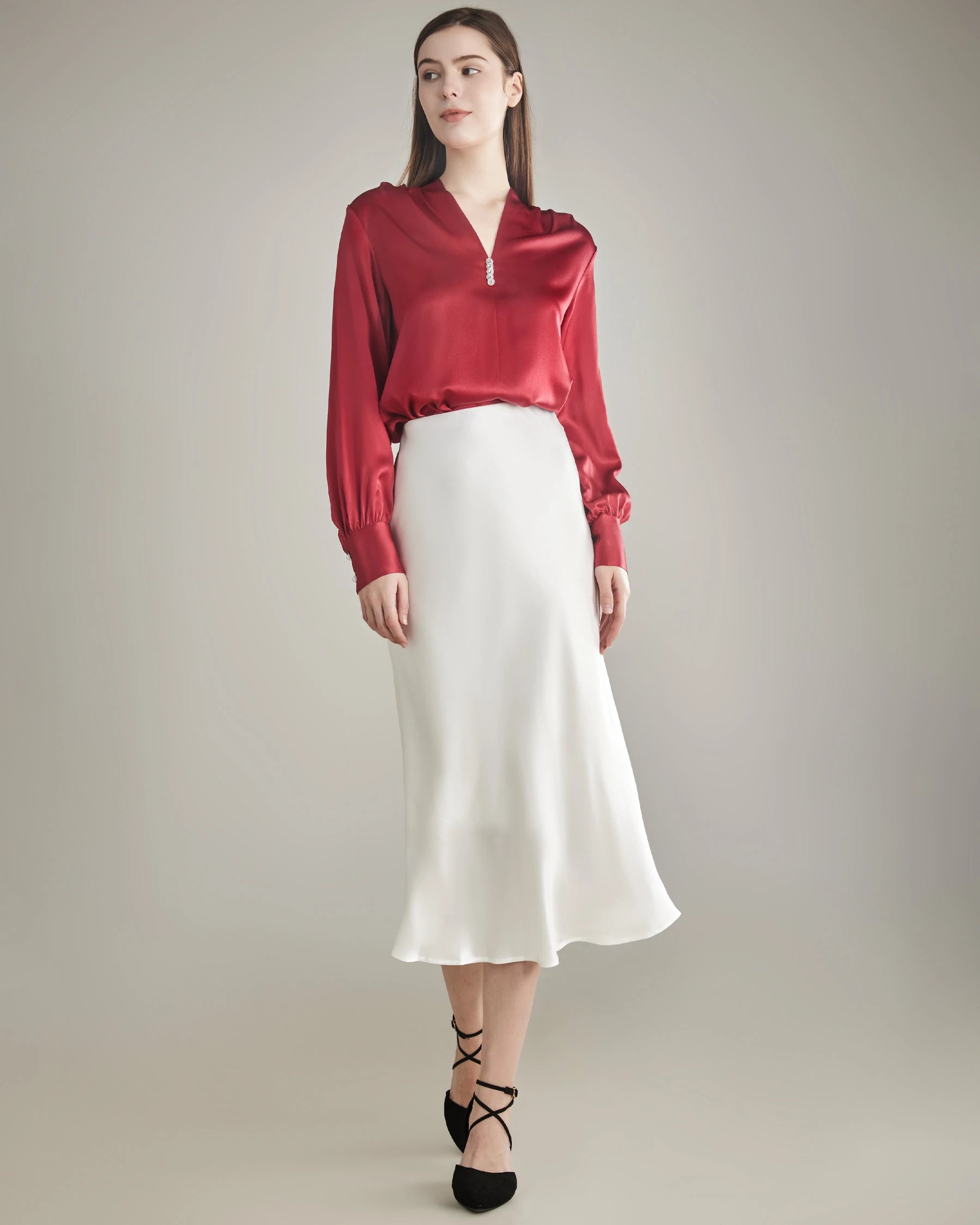 Chemisier en Soie 100 % Burgundy