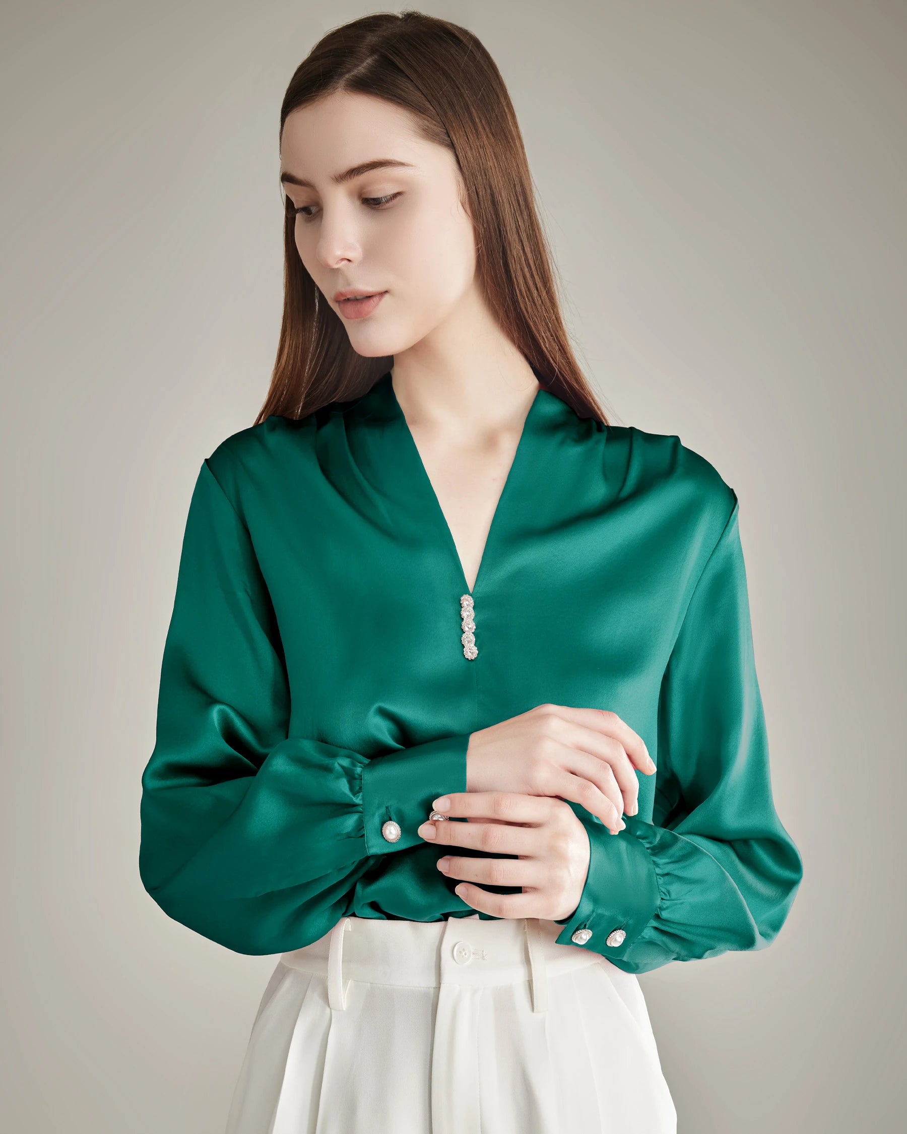 Chemisier en Soie 100 % Dark Green