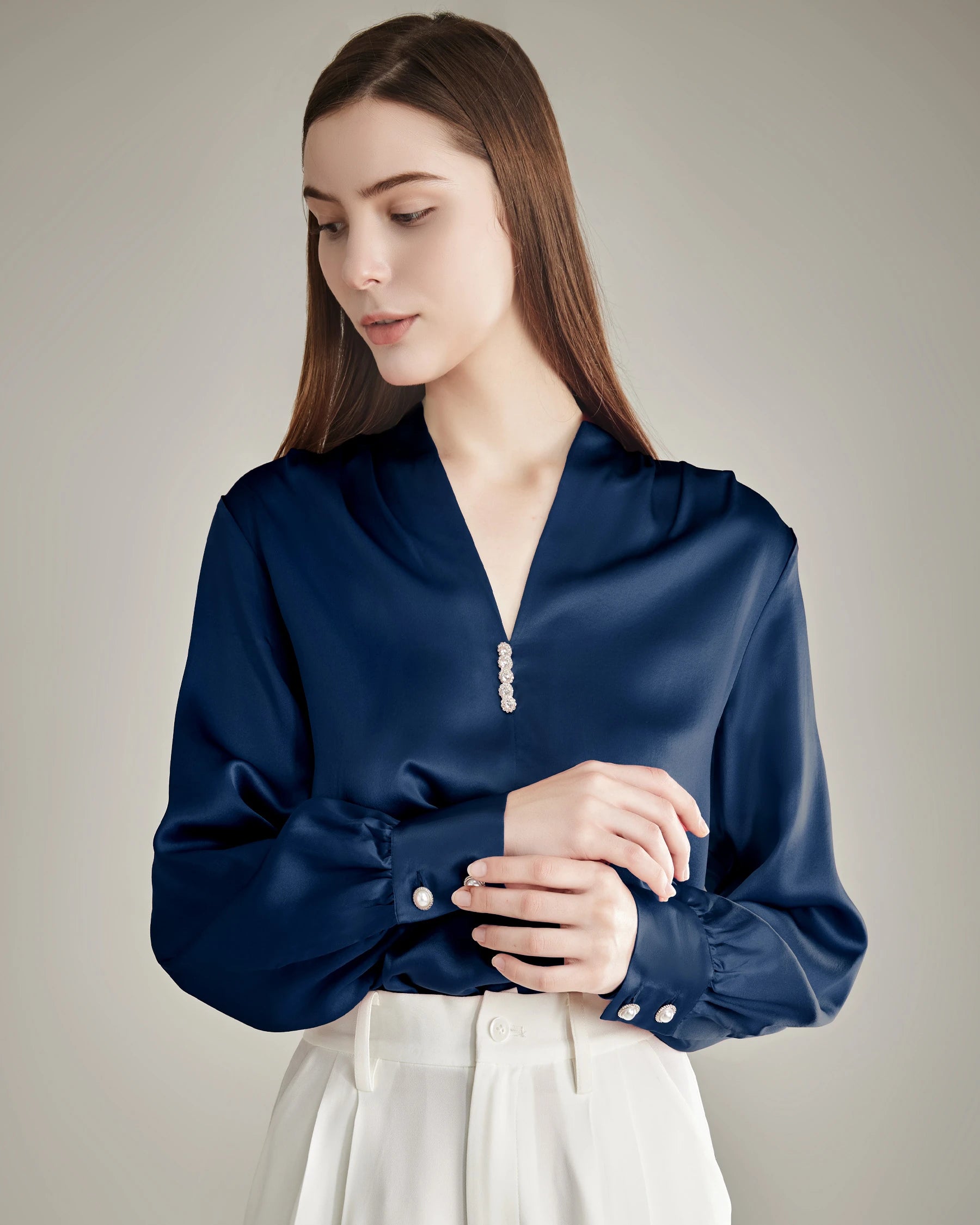 Chemisier en Soie 100 % Navy