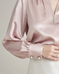 Chemisier en Soie 100 % Rose Pink