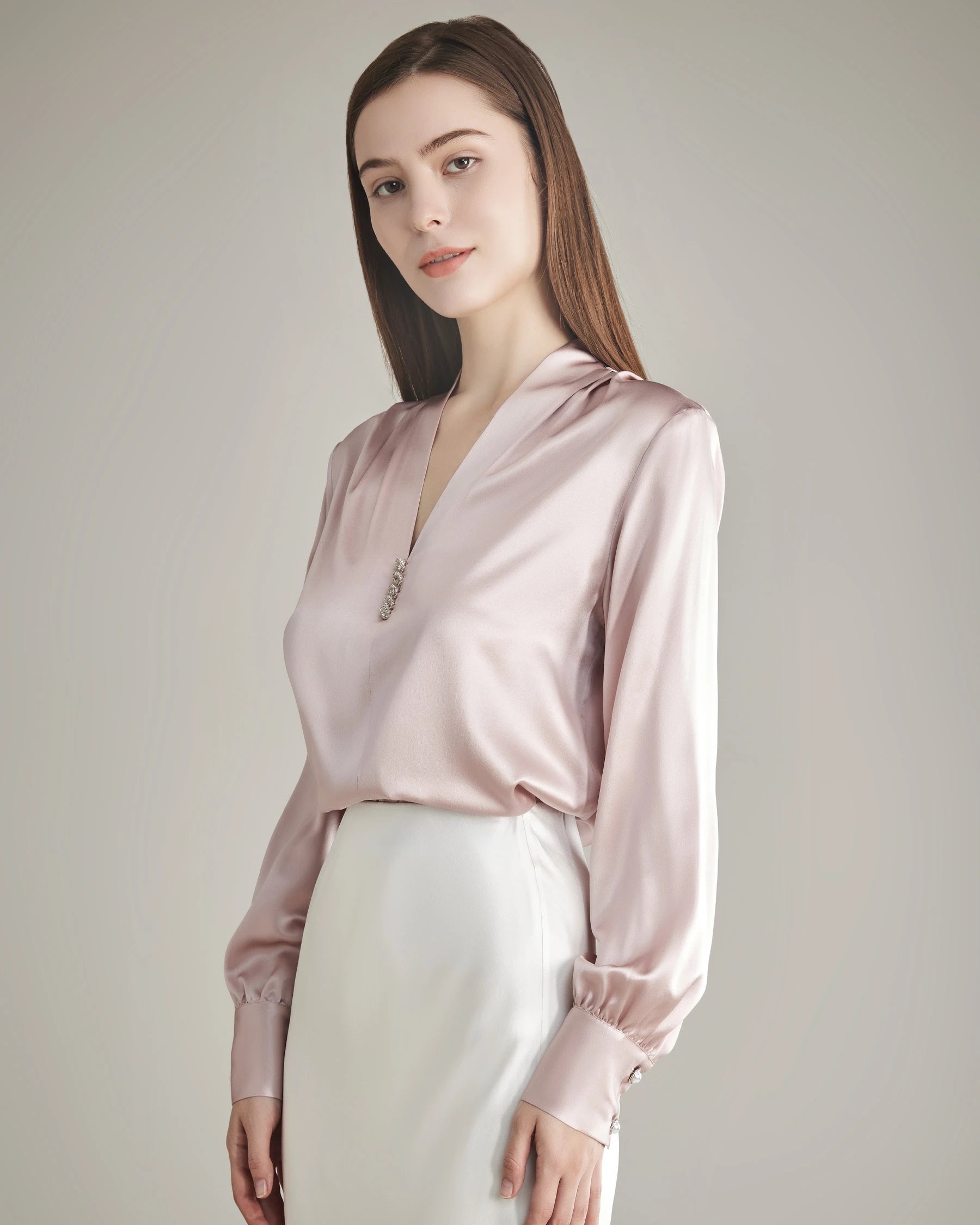 Chemisier en Soie 100 % Rose Pink