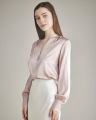 Chemisier en Soie 100 % Rose Pink
