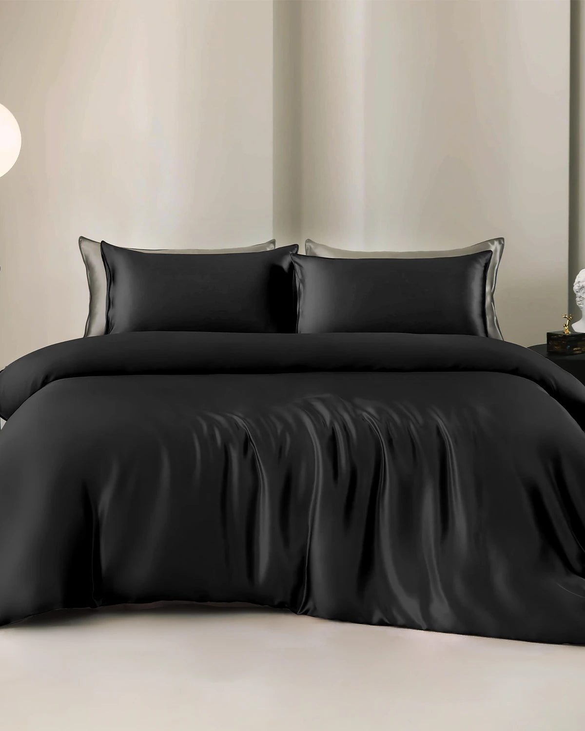Set de Housse de Couette et Drap Plat en Soie 22 Momme 4 Pièces
