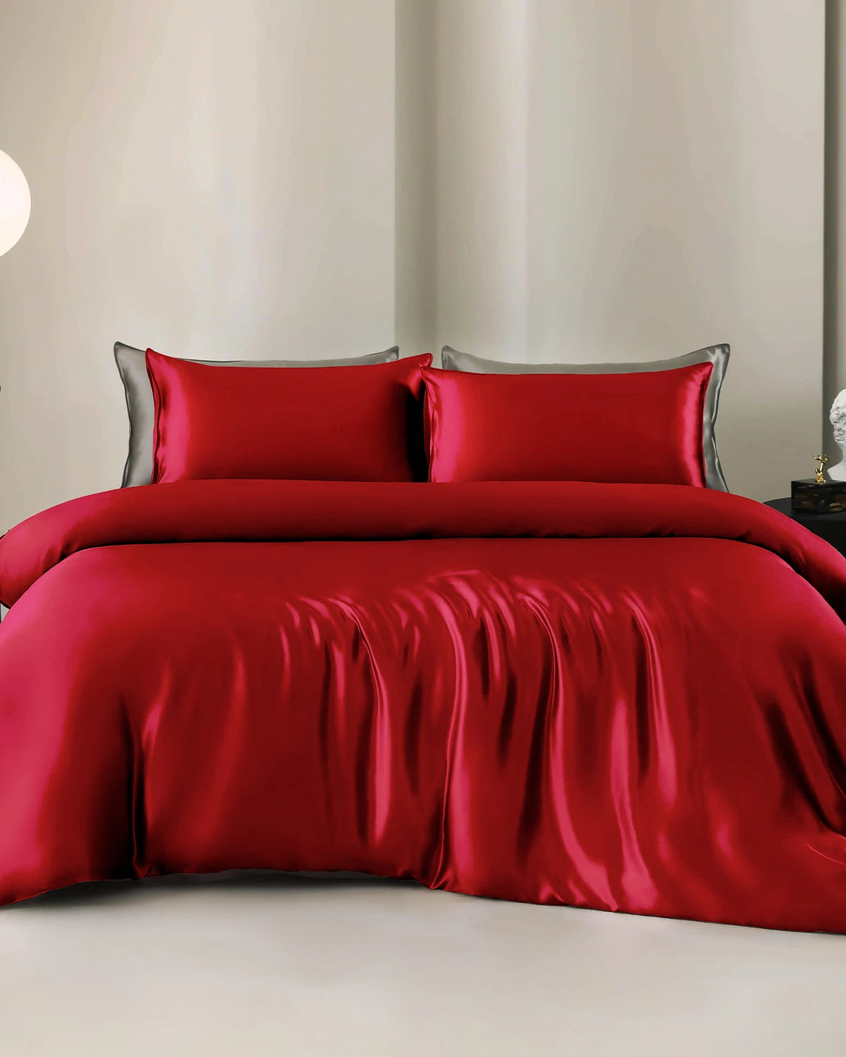 Set de Housse de Couette et Drap Plat en Soie 22 Momme 4 Pièces