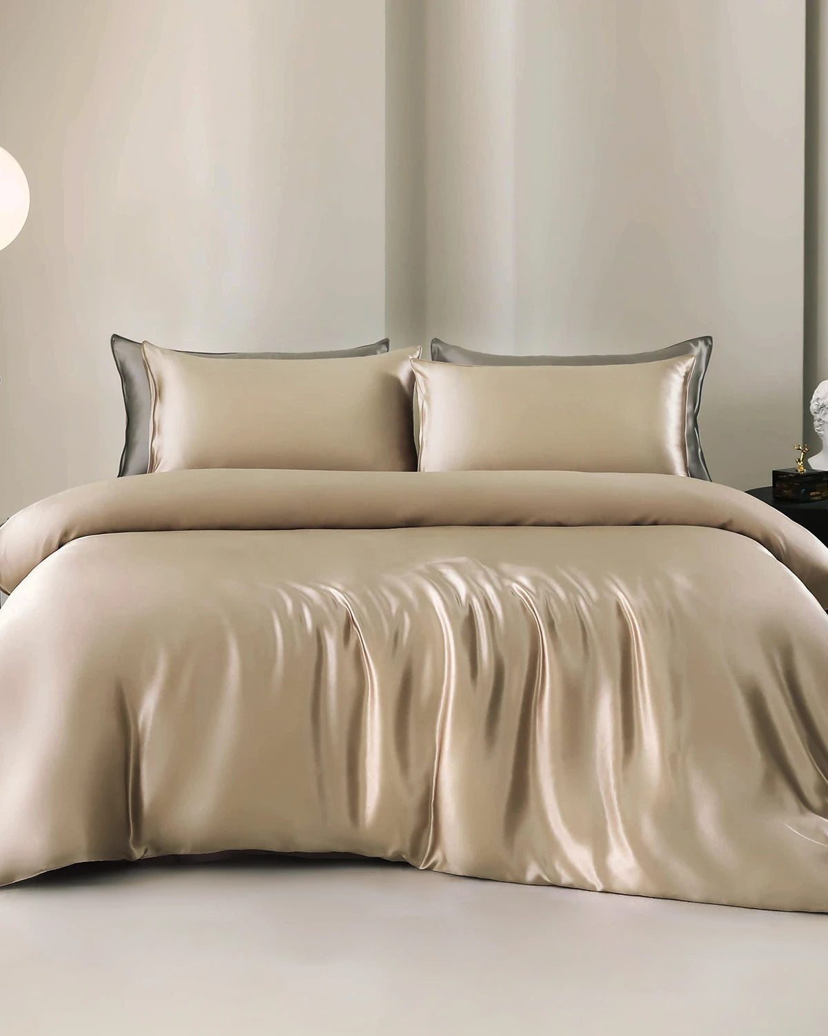 Set de Housse de Couette et Drap Plat en Soie 22 Momme 4 Pièces
