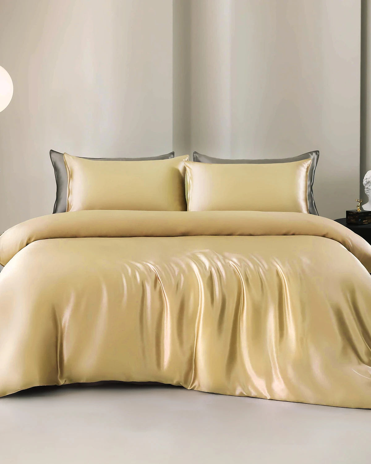 Set de Housse de Couette et Drap Plat en Soie 22 Momme 4 Pièces