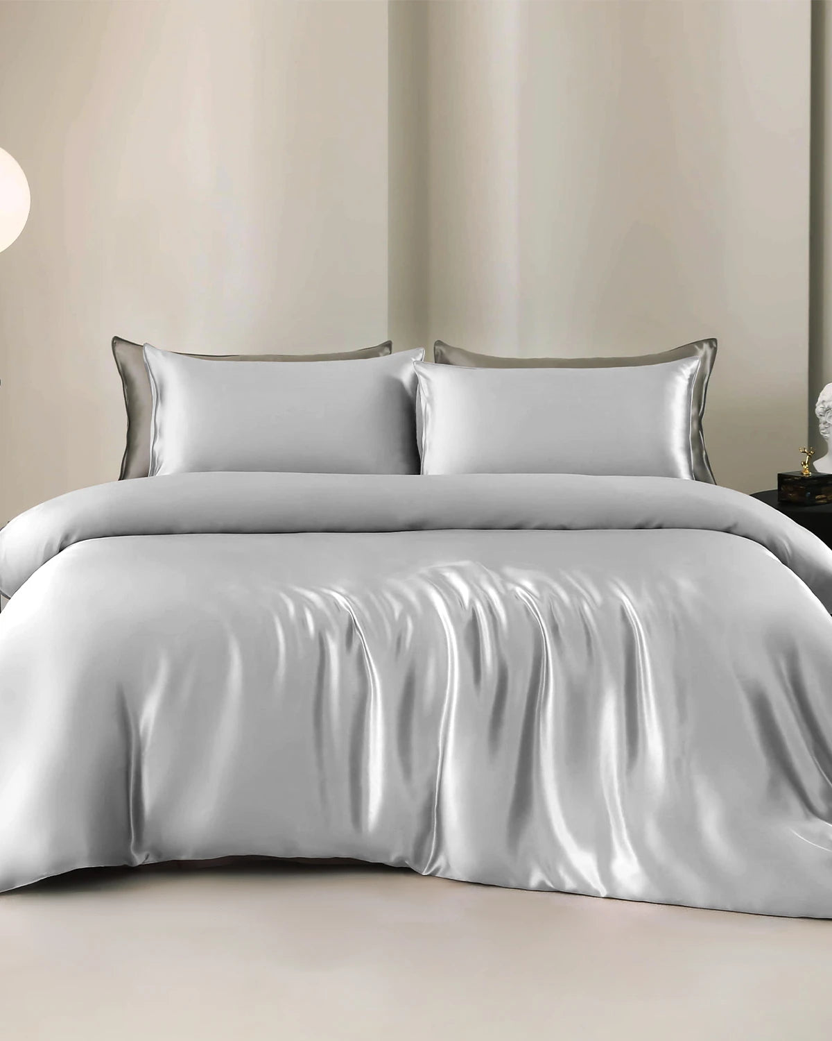 Set de Housse de Couette et Drap Plat en Soie 22 Momme 4 Pièces