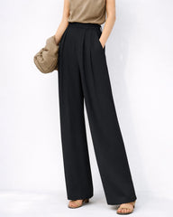 Pantalon large taille haute en soie 22 momme
