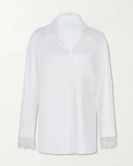 Chemise en soie oversize 22 momme avec bordure en dentelle