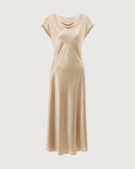 Robe midi en soie 22 mommes à col drapé coupée en biais