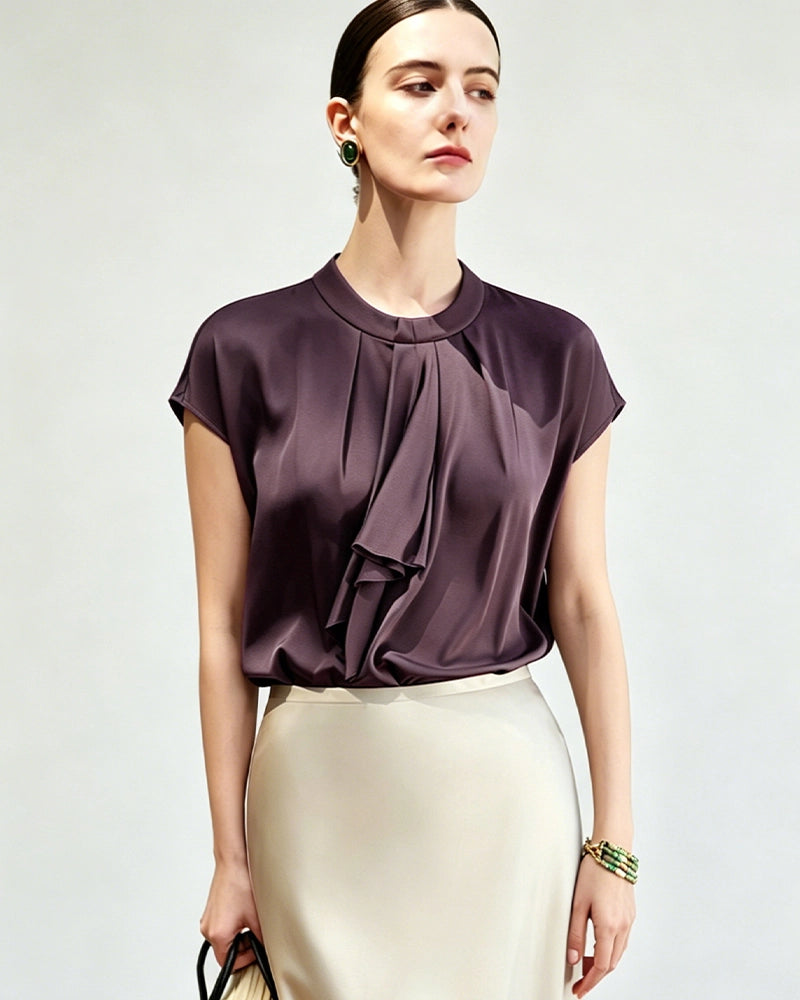 Blouse en soie 22 mommes avec drapé élégant