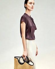 Blouse en soie 22 mommes avec drapé élégant