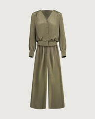Ensemble chemise et pantalon droit en soie 22 mommes