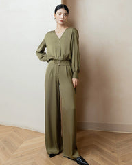 Ensemble chemise et pantalon droit en soie 22 mommes