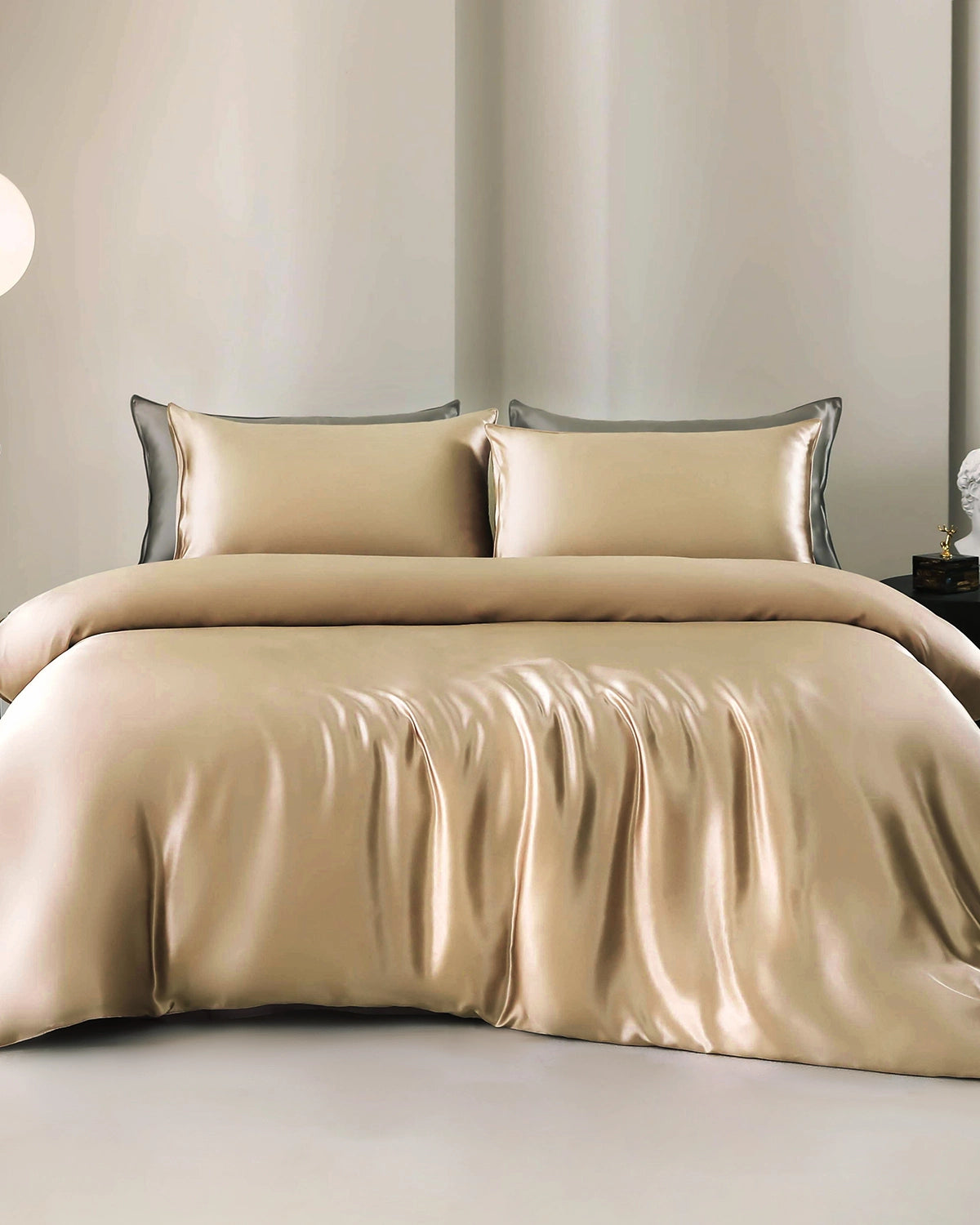 Ensemble de Housse de Couette et Drap Plat en Soie 25 Momme (4 pièces)