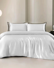 Ensemble de Housse de Couette et Drap Plat en Soie 25 Momme (4 pièces)