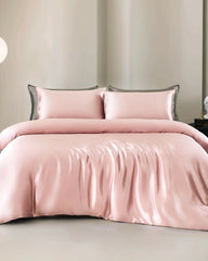 Ensemble de Housse de Couette et Drap Plat en Soie 25 Momme (4 pièces)