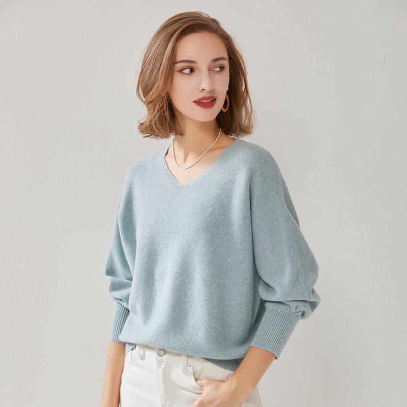 Pull en Cachemire Pur à Col V Décontracté