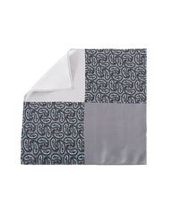 Mouchoir de Poche en Soie Imprimée et Patchwork Gris Foncé