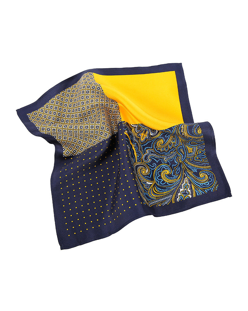 Mouchoir Classique pour Homme en Soie Imprimé Doré