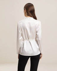Chemise en Soie à Manches Longues avec Ceinture