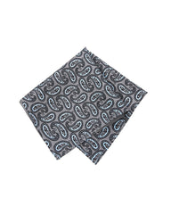 Mouchoir de Poche en Soie Imprimée et Patchwork Gris Foncé