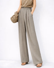 Pantalon large taille haute en soie 30 momme
