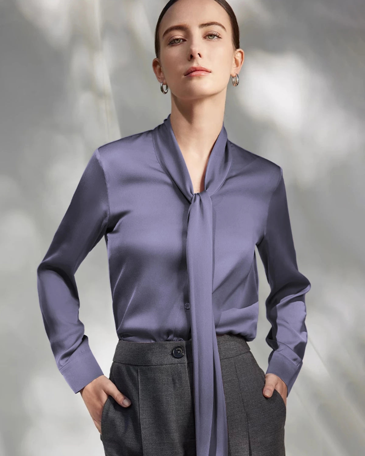 Blouse en soie 30 momme à tie-front
