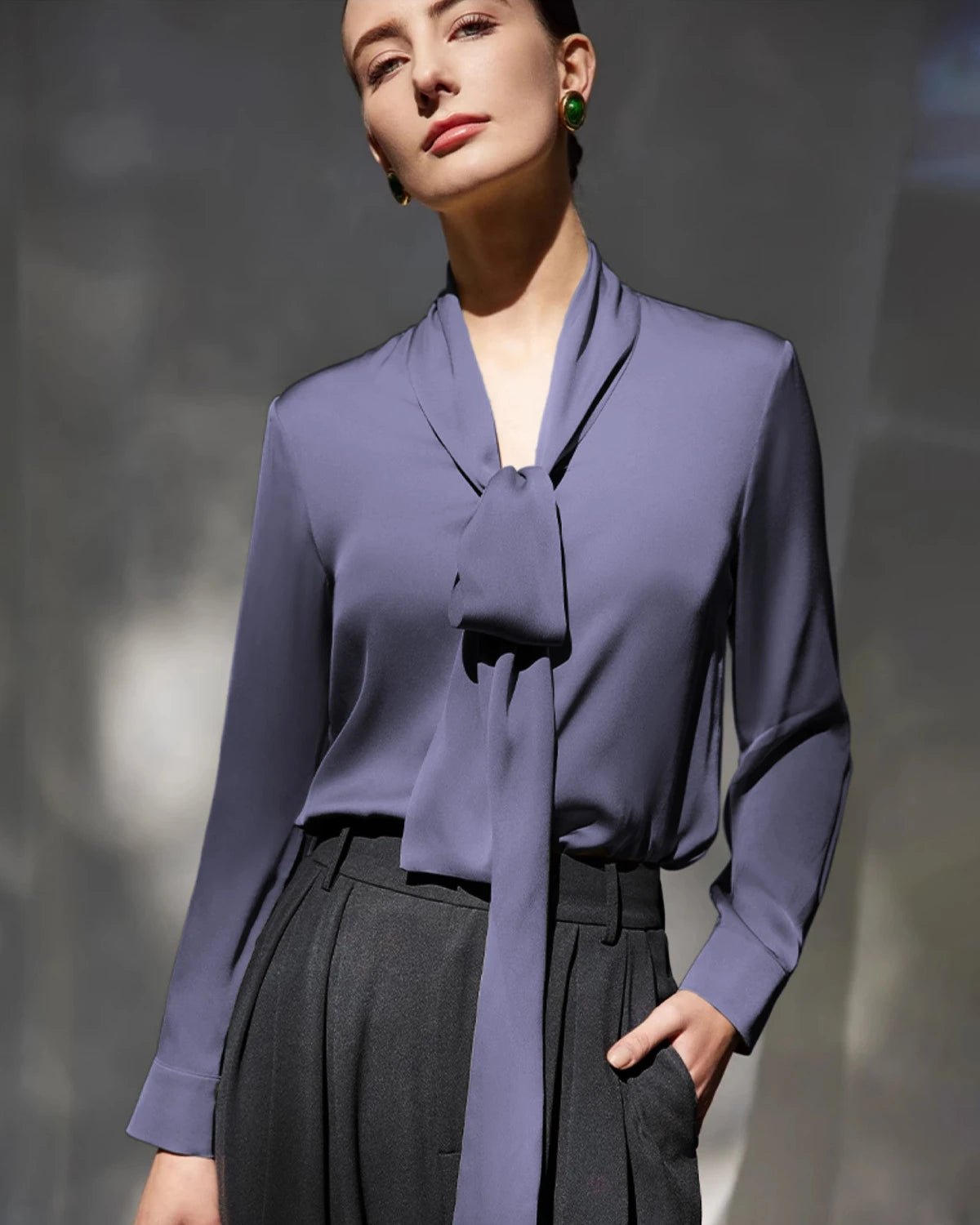 Blouse en soie 30 momme à tie-front