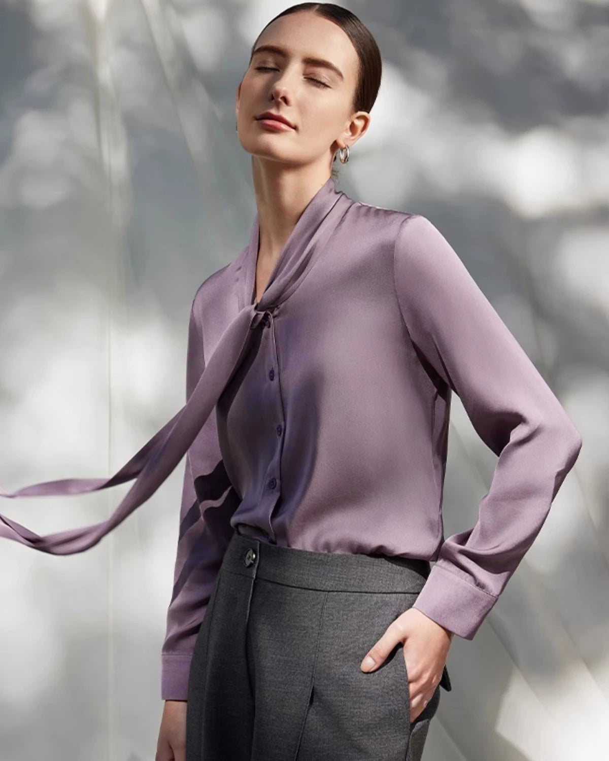 Blouse en soie 30 momme à tie-front