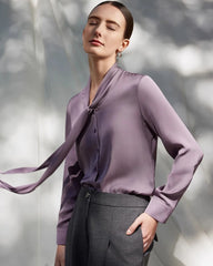 Blouse en soie 30 momme à tie-front