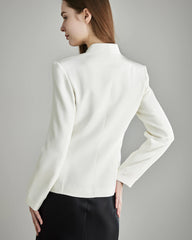 Blazer en Soie Sans Col 40 Momme