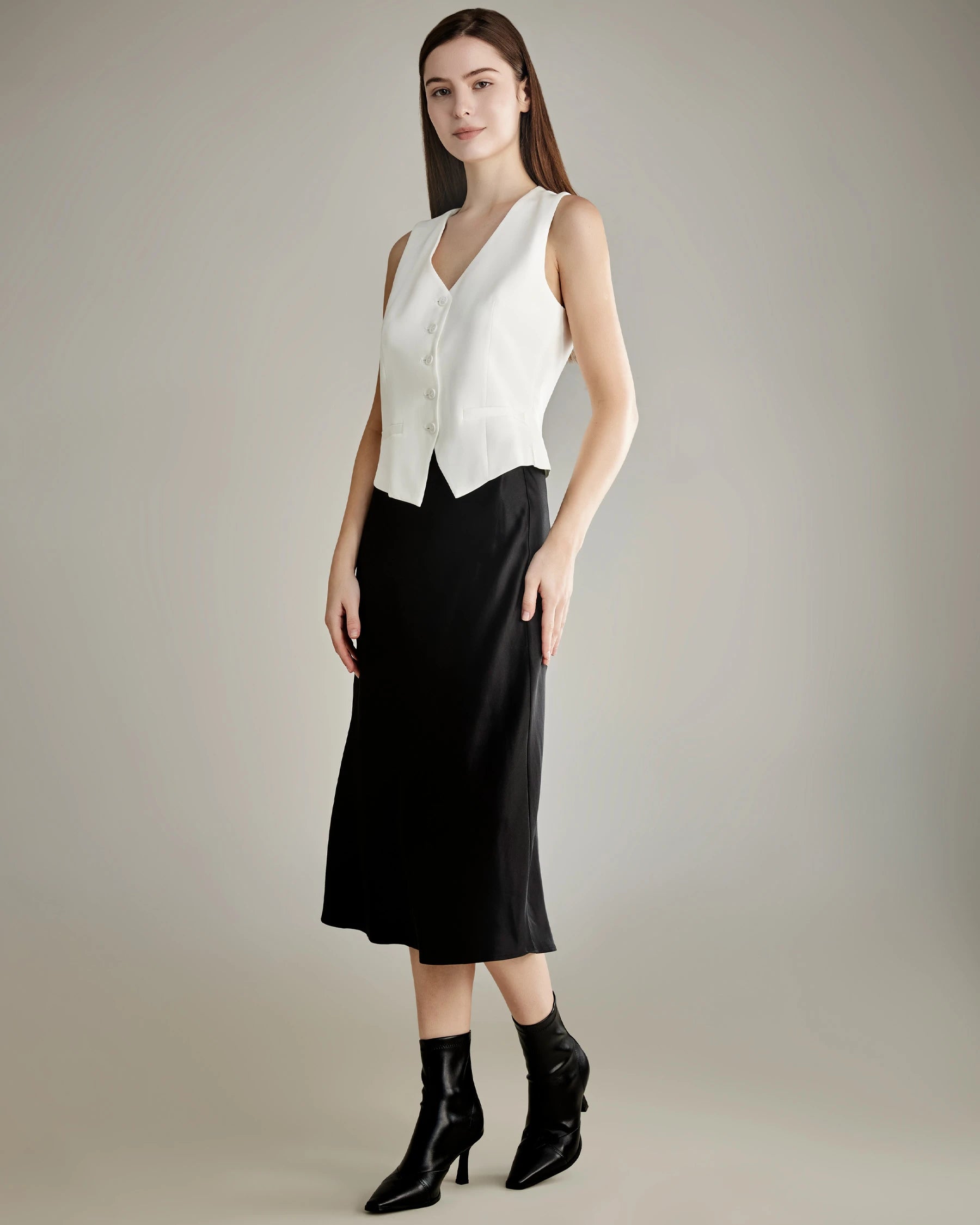 Gilet Ajusté 100% Soie 40 Momme Pour Femme
