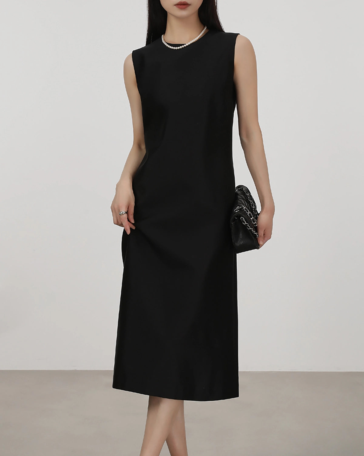 Robe Midi Sans Manches en Soie 40 Momme