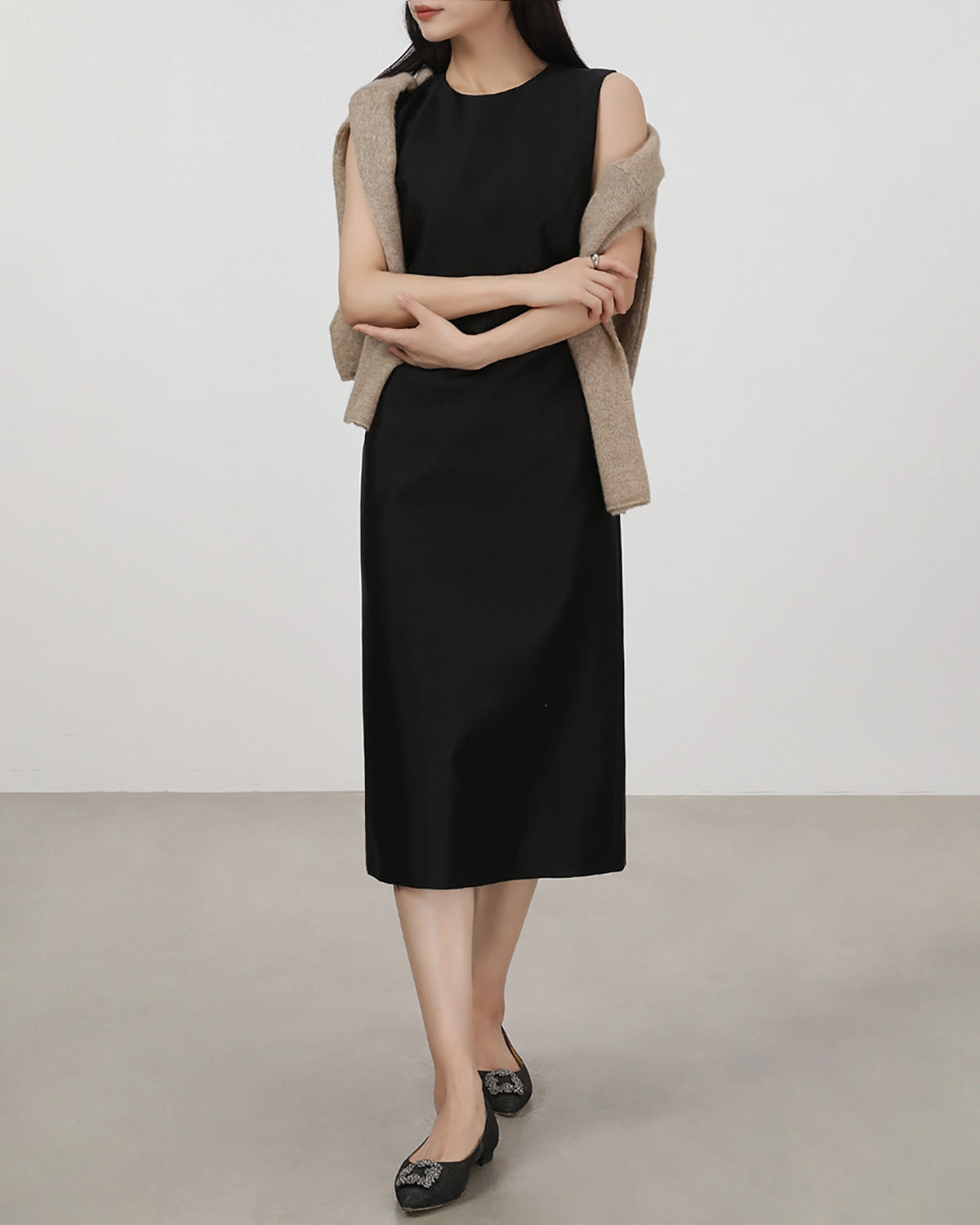 Robe Midi Sans Manches en Soie 40 Momme