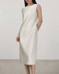 Robe Midi Sans Manches en Soie 40 Momme