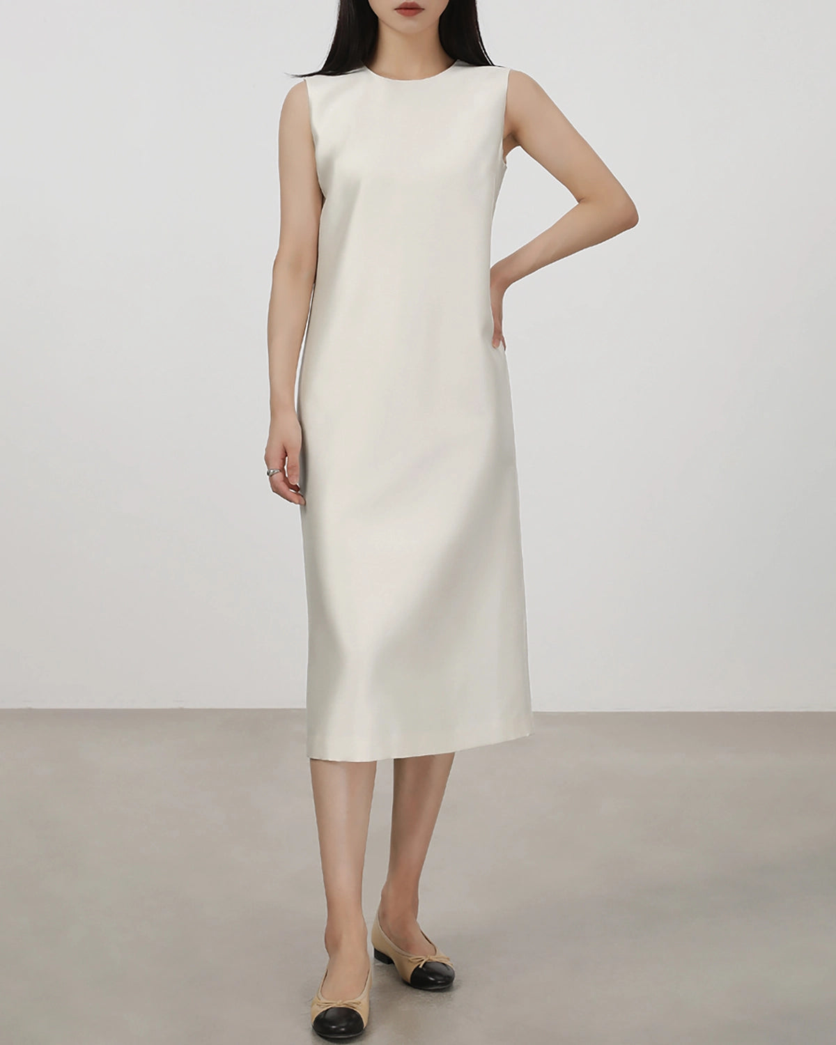 Robe Midi Sans Manches en Soie 40 Momme