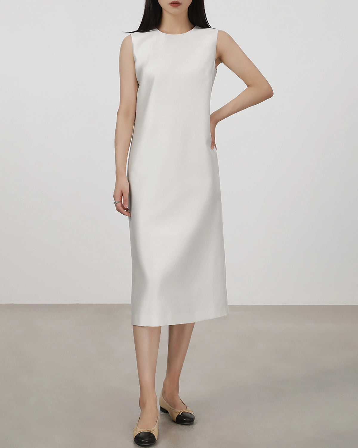 Robe Midi Sans Manches en Soie 40 Momme