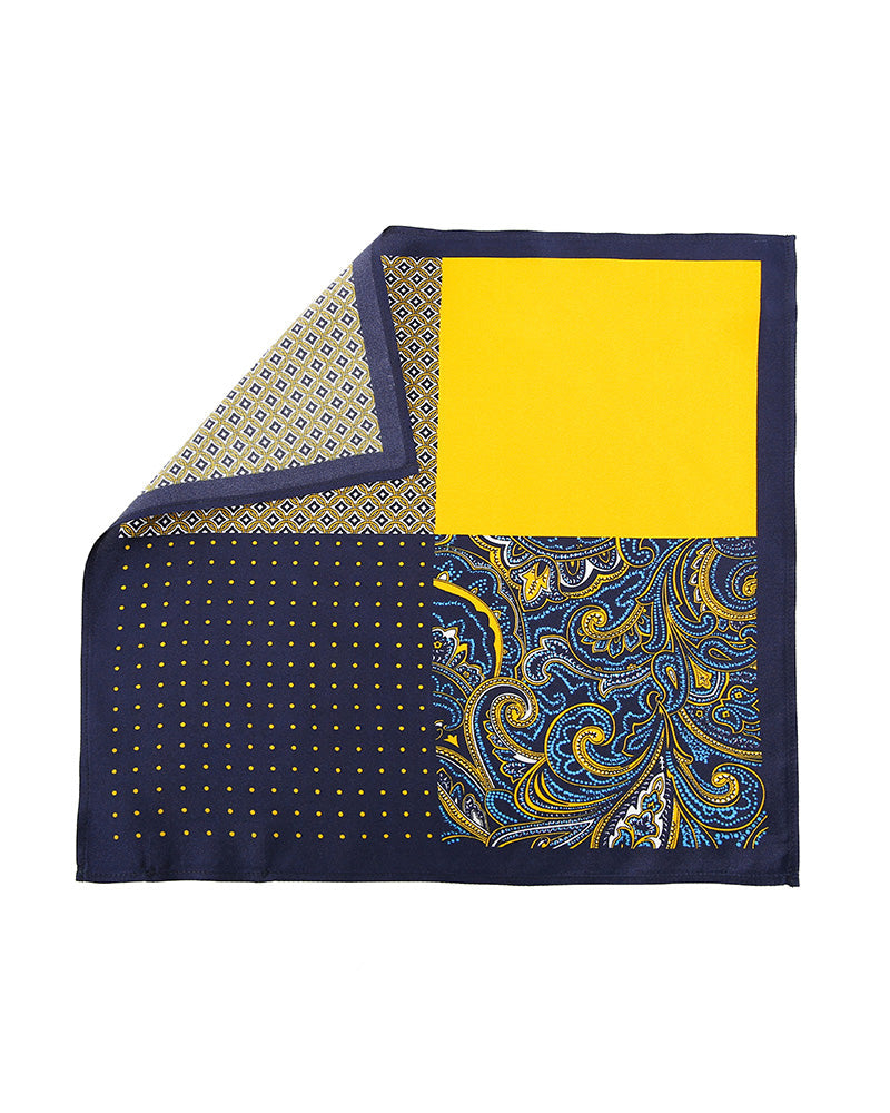 Mouchoir Classique pour Homme en Soie Imprimé Doré