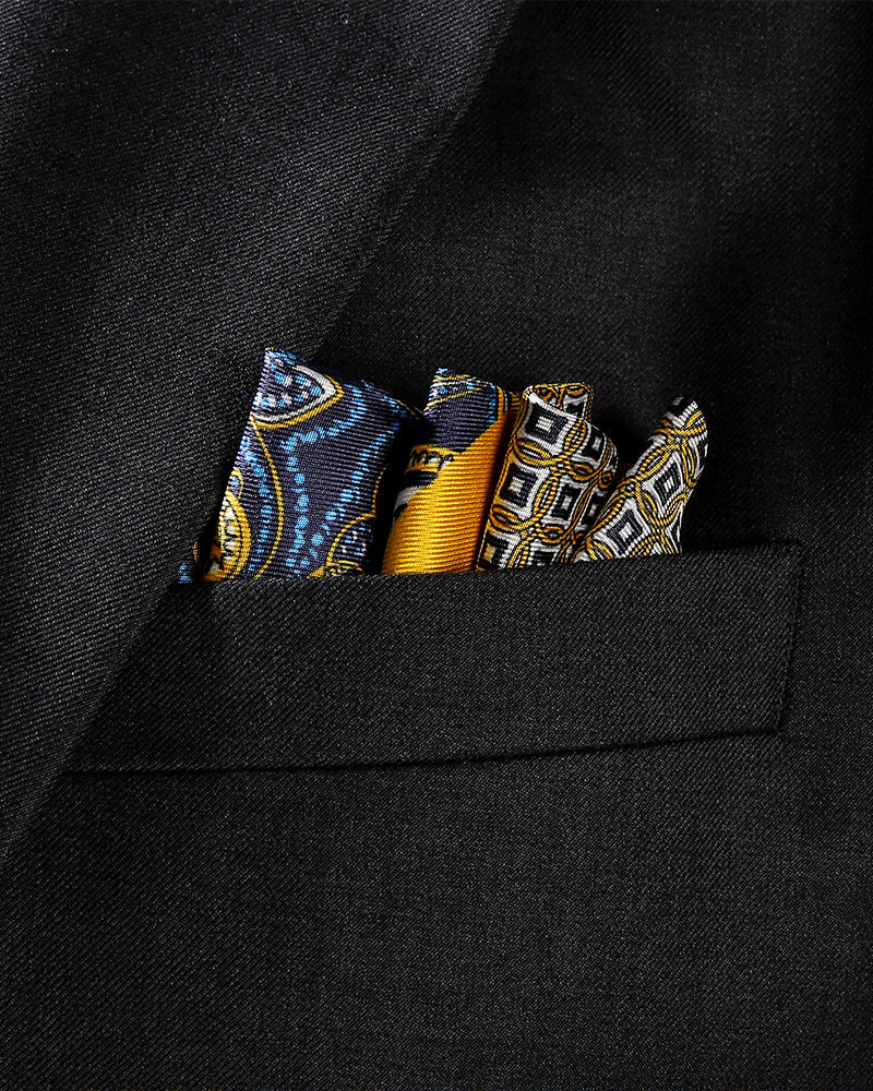Mouchoir Classique pour Homme en Soie Imprimé Doré