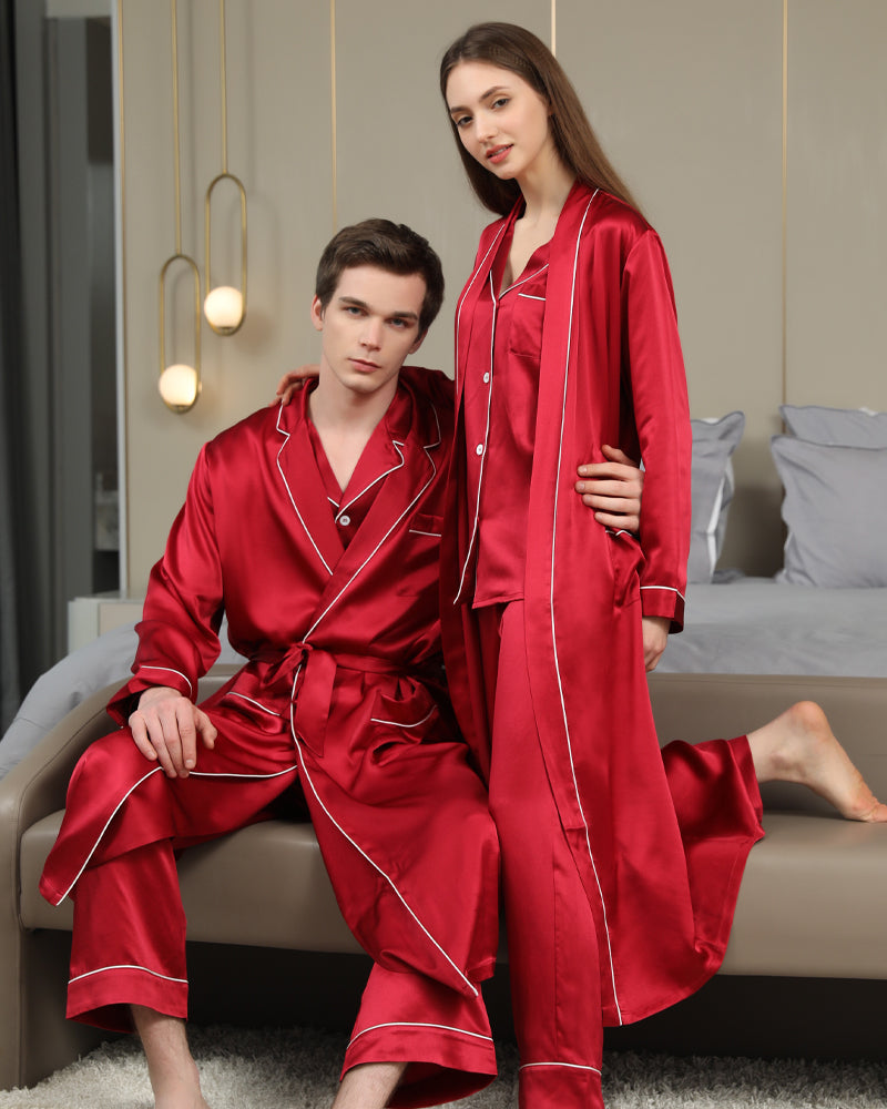 Peignoirs et Pyjamas en Soie Longs pour Couples