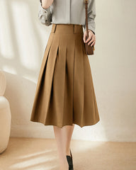 Jupe Midi Plissée en Laine en forme de A
