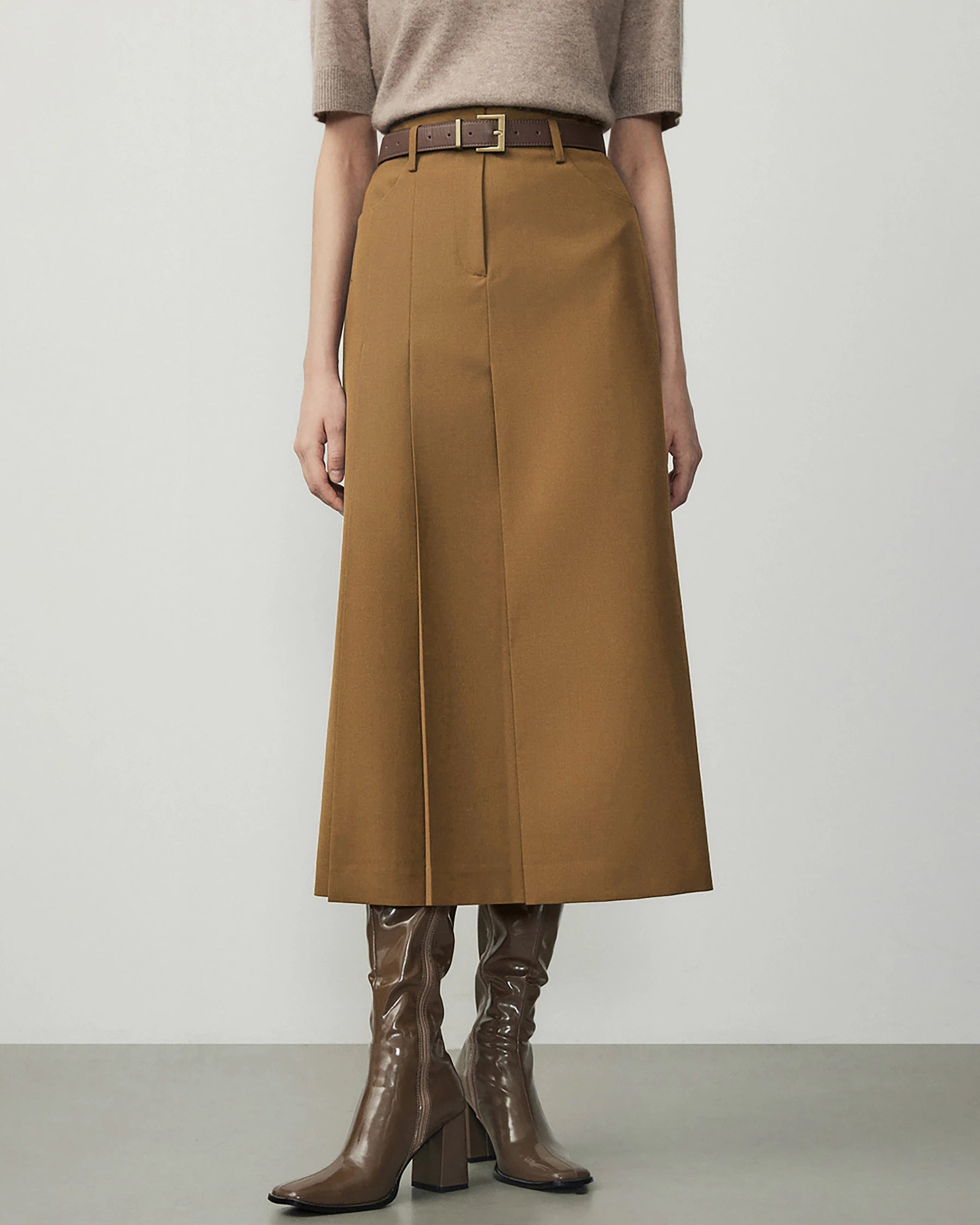 Jupe Midi en Laine en forme de A