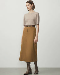 Jupe Midi en Laine en forme de A