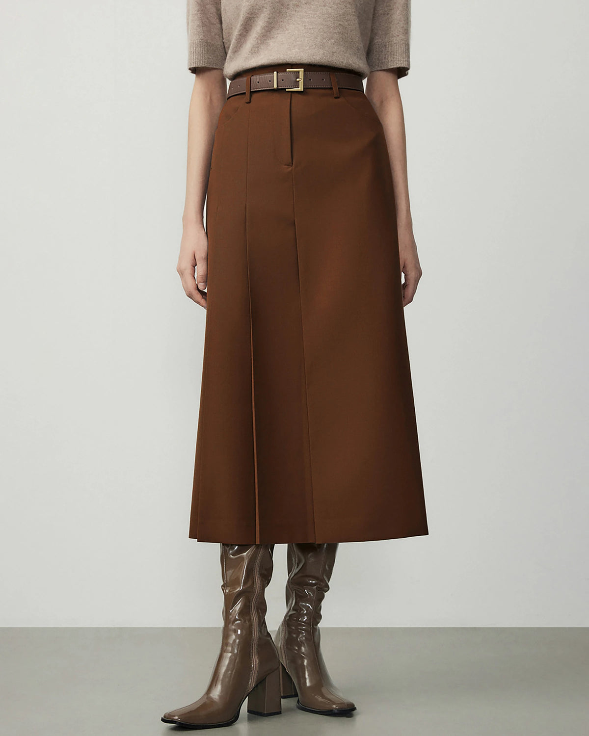 Jupe Midi en Laine en forme de A