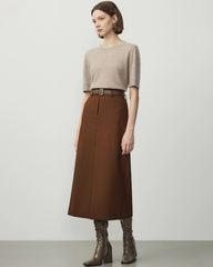 Jupe Midi en Laine en forme de A