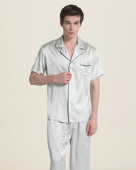 Pyjama en Soie à Manches Courtes pour Homme