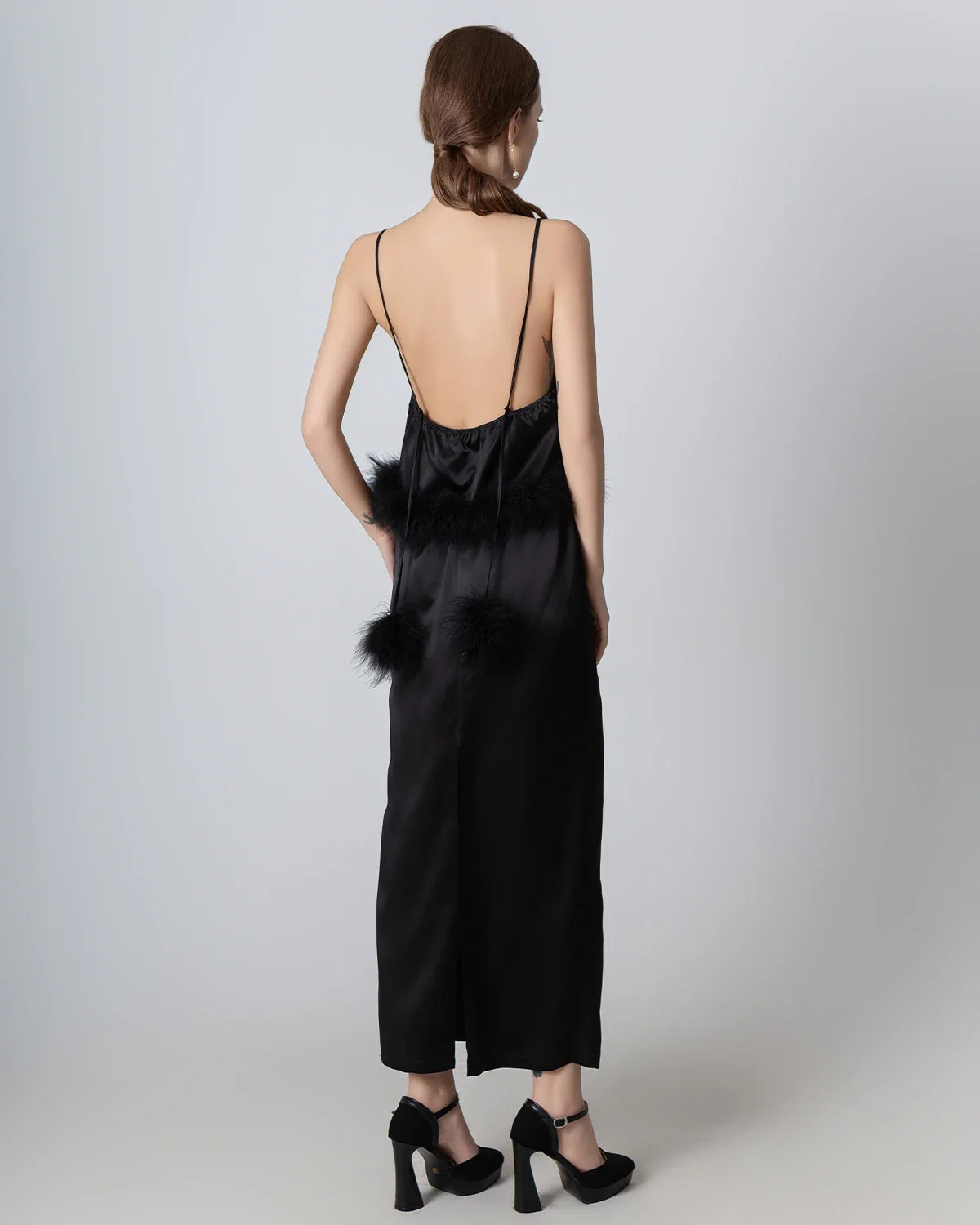 Ensemble Camisole en Soie Décolleté Dos Nu et Jupe Maxi en Soie