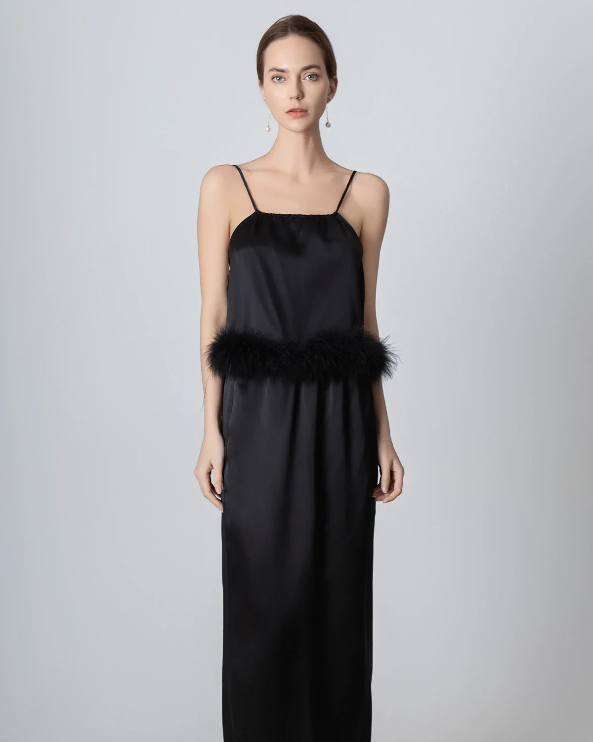 Ensemble Camisole en Soie Décolleté Dos Nu et Jupe Maxi en Soie