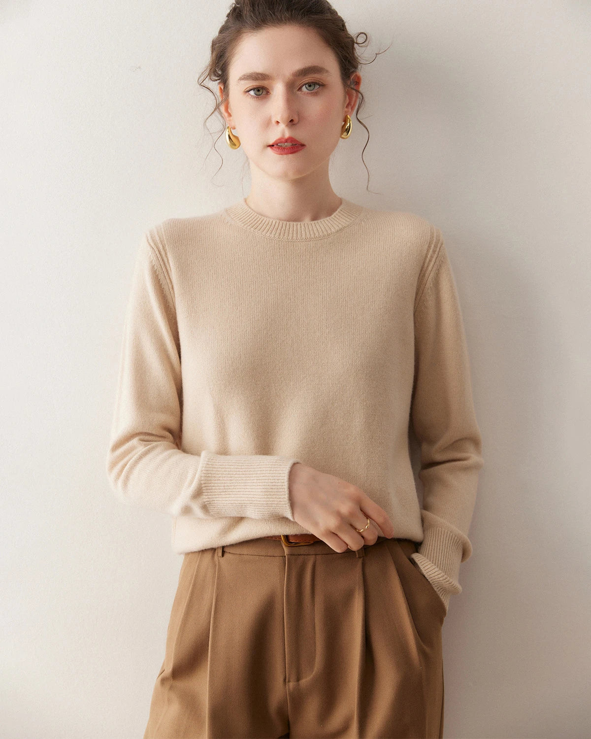 Pull en cachemire à col rond pour femme